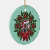 Yorkie Kerstkrans Kerst Ornament (Rechts)