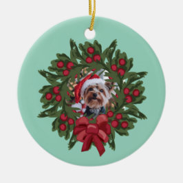 Yorkie Kerstkrans Kerst Ornament