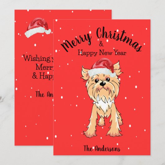 Yorkie Kerstmis Feestdagenkaart (Voorkant / Achterkant)