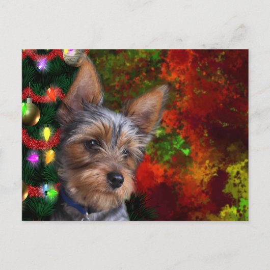 Yorkie Kerstmis Feestdagenkaart (Voorkant)