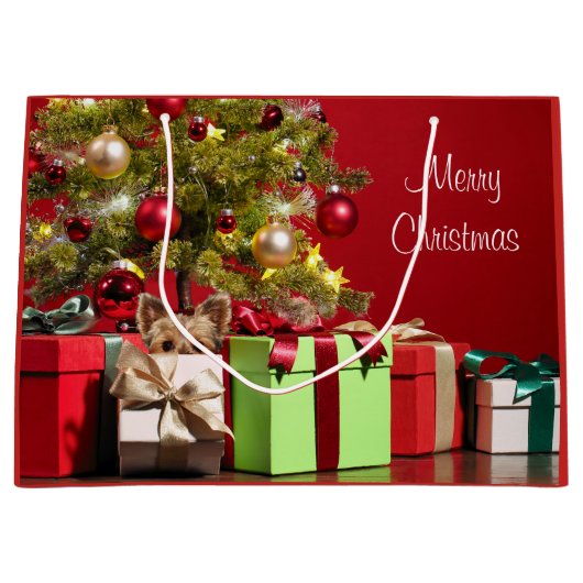 Yorkie Kerstmis Groot Cadeauzakje (Voorkant)
