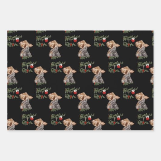 Yorkie Kerstmis Inpakpapier Vel (Voorkant 2)