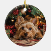 Yorkie Kerstmis Keramisch Ornament (Achterkant)
