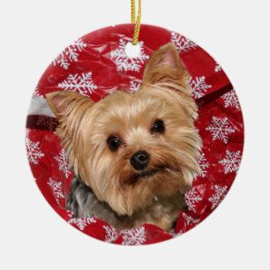 Yorkie Kerstmis Keramisch Ornament