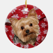 Yorkie Kerstmis Keramisch Ornament (Achterkant)