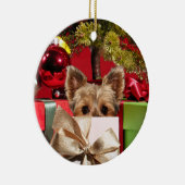 Yorkie Kerstmis Keramisch Ornament (Rechts)