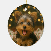 Yorkie Kerstmis Keramisch Ornament (Links)