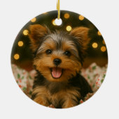Yorkie Kerstmis Keramisch Ornament (Achterkant)
