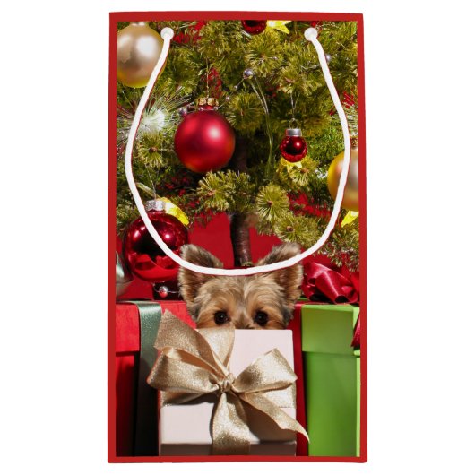 Yorkie Kerstmis Klein Cadeauzakje (Achterkant)
