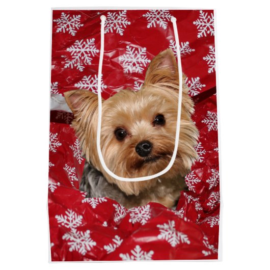 Yorkie Kerstmis Medium Cadeauzakje (Achterkant)