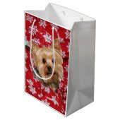 Yorkie Kerstmis Medium Cadeauzakje (Achterkant Gekanteld)