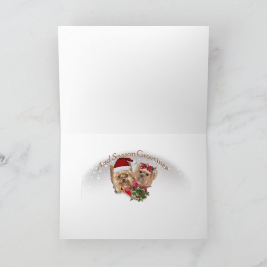 Yorkie Kerstmis Mistletoe kaarten (Binnen)