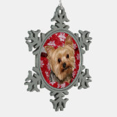 Yorkie Kerstmis Tin Sneeuwvlok Ornament (Links)