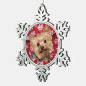 Yorkie Kerstmis Tin Sneeuwvlok Ornament (Rechts)