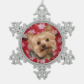 Yorkie Kerstmis Tin Sneeuwvlok Ornament (Voorkant)