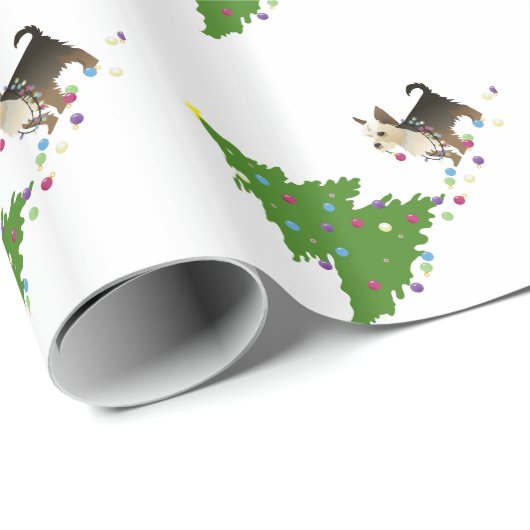 Yorkie kerstontwerp cadeaupapier (Rol Hoek)