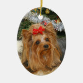 Yorkie-kerstversiering Keramisch Ornament (Voorkant)