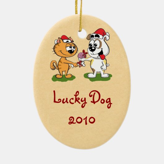 Yorkie-kerstversiering Keramisch Ornament (Achterkant)