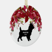 Yorkie-kerstversiering met naam en jaar keramisch ornament (Rechts)
