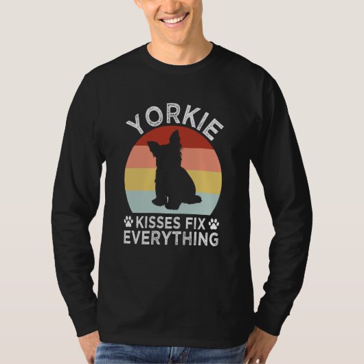 Yorkie Kisses Fix Everything Yorkshire Terrier Hum T-shirt (Voorkant)