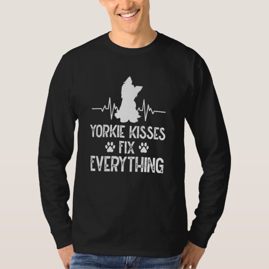 Yorkie Kisses Fix Everything Yorkshire Terrier Hum T-shirt (Voorkant)