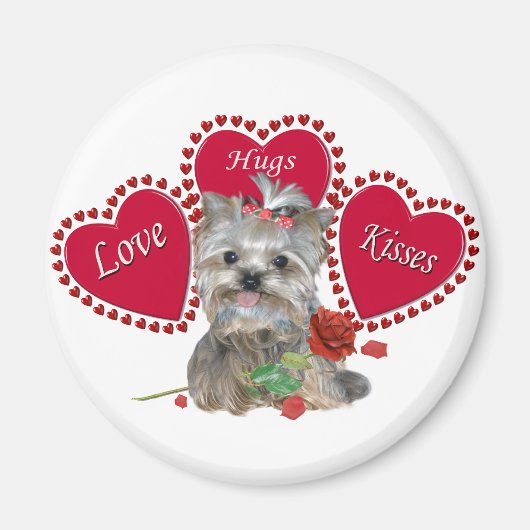 Yorkie Love Hug Kisses Magnet (Voorkant)