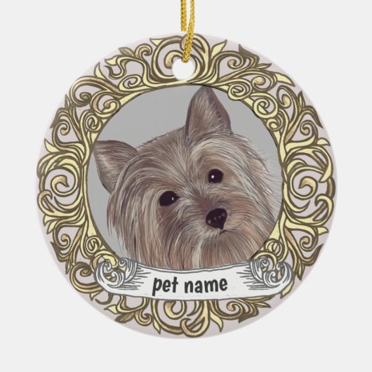 Yorkie Loving Memory-ornament Keramisch Ornament (Voorkant)