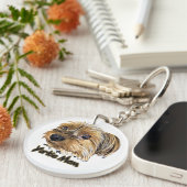 Yorkie Ma Cute Yorkshire Terrier Yorkie face Sleutelhanger (Voorkant Rechts)