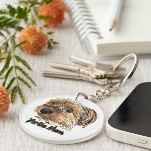 Yorkie Ma Cute Yorkshire Terrier Yorkie face Sleutelhanger (Voorkant Rechts)
