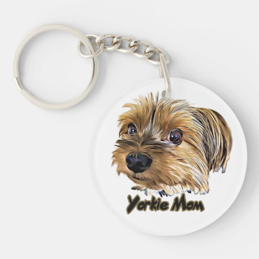 Yorkie Ma Cute Yorkshire Terrier Yorkie face Sleutelhanger (Voorkant)