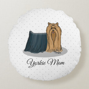 Yorkie Ma (Yorkshire Terrier Ma) Cute Dog Ma Rond Kussen