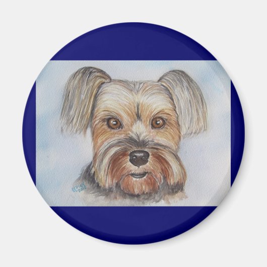 Yorkie magneet van aangepaste schilderij (Voorkant)