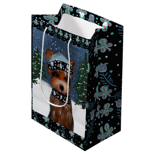 Yorkie medium cadeauzakje (Voorkant Gekanteld)