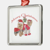 Yorkie Merry kerst Metalen Ornament (Links)