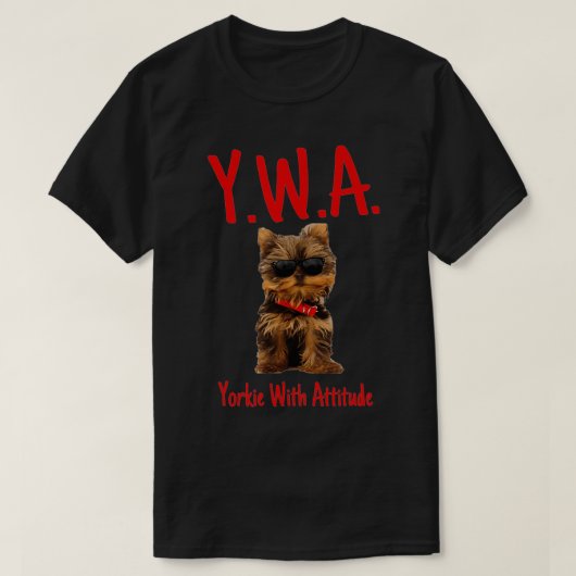 Yorkie Met een gave gave, grappig, schattig, hond, T-shirt (Design voorkant)