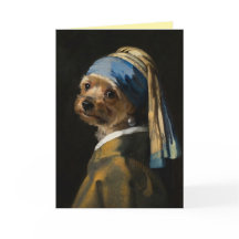 Yorkie met een Parel Oorbel Wenskaart