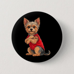 Yorkie Met Getatoeëerde Yorkshire Terrier Liefde Ronde Button 5,7 Cm