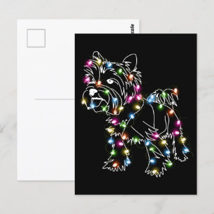 Yorkie met kerst Light Yorkie Owner Cute Xmas Briefkaart
