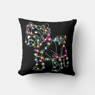 Yorkie met kerst Light Yorkie Owner Cute Xmas Kussen