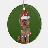 Yorkie met kerstcadeaus voor kerstcadeaus keramisch ornament (Links)