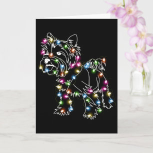 Yorkie Met Kerstlicht Yorkie Eigenaar Schattige Ke Kaart