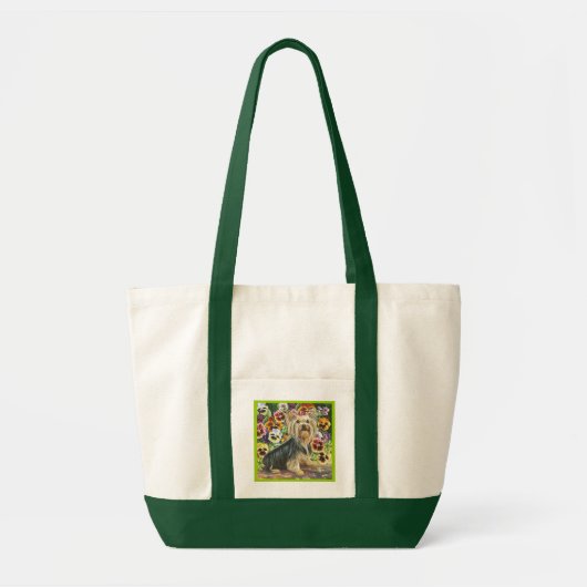 Yorkie met Pansies Tote Bag (Voorkant)