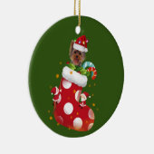 Yorkie met Pet Sock-kerst Keramisch Ornament (Rechts)
