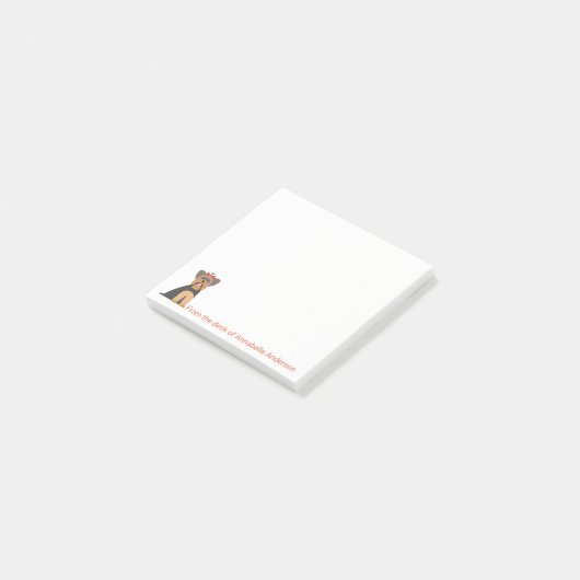 Yorkie met rode boog notities post-it® notes (Schuin)