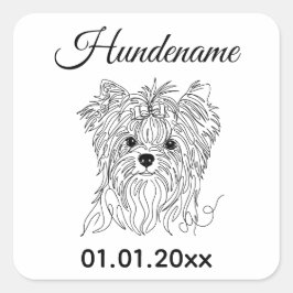 Yorkie Minimalist Line Art personalized dog brand Vierkante Sticker