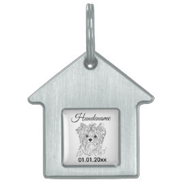 Yorkie Minimalist Line Art Personalized Dog Tag Huisdieren Naamplaatje