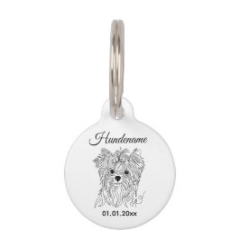 Yorkie Minimalist Line Art Personalized Dog Tag Huisdierpenning