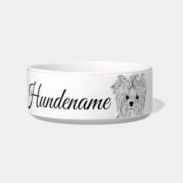 Yorkie Minimalist Line Art personalized food bowl Voerbakje