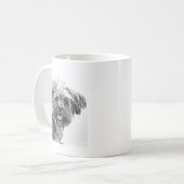Yorkie Mix Charcoal Drawing Koffiemok (Voorkant links)