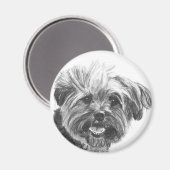 Yorkie Mix Charcoal Drawing Magneet (Voorkant / Achterkant)